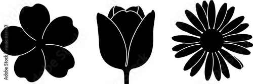 Elegant black flower silhouettes bring natural beauty and versatile design elements to any project.