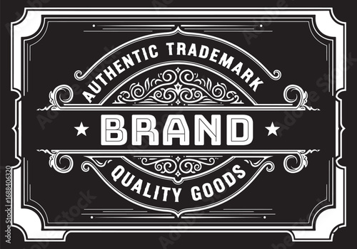 A gold retro vintage vector label with a decorative frame and a sale stamp