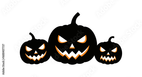 Row of Carved Pumpkins Silhouette