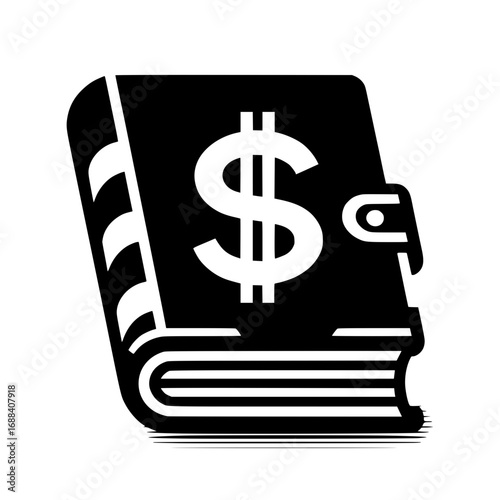  an accounting book with a dollar sign black vector icon with transparent background 