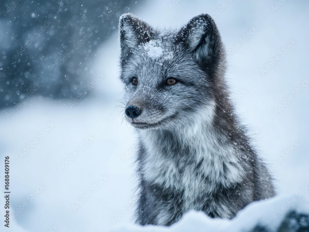 Obraz premium arctic fox winter snow portrait
