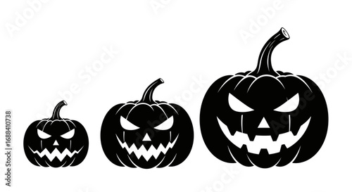 Row of Carved Pumpkins Silhouette