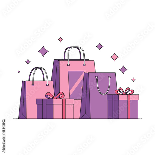 Attractive collection of gifts and shopping bags perfect for a celebration