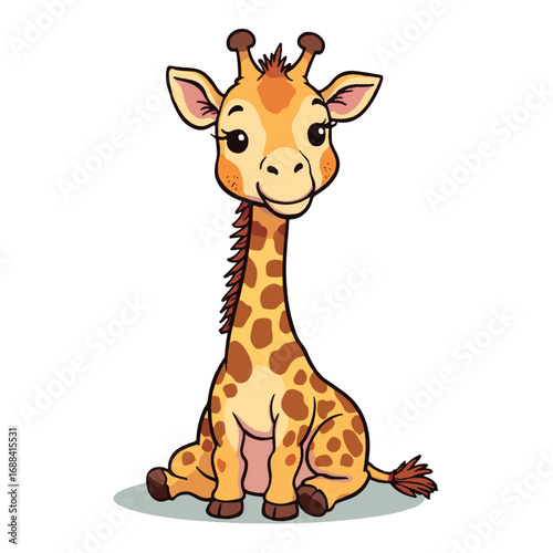 Adorable Giraffe Cartoon Vector Illustration, Cute Animal Vector Illustration