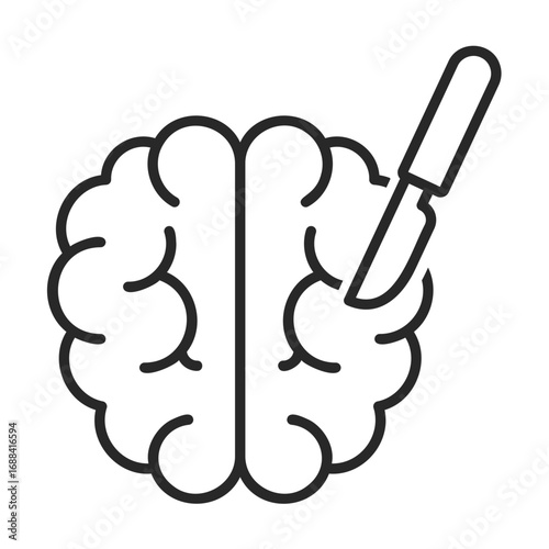 Brain surgery line icon for medical operation, healthcare, and hospital procedure vector.