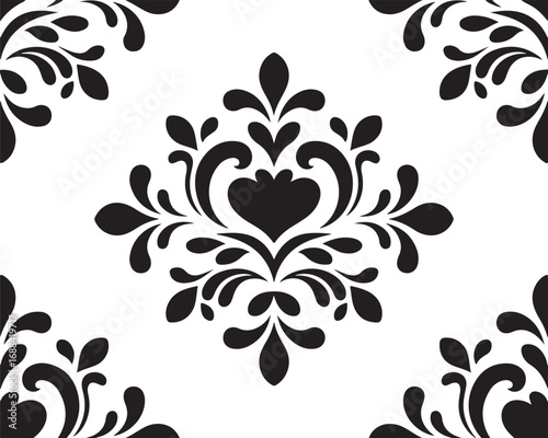 Seamless Damask Pattern Vector Illustration for Textile and Wallpaper with Floral Elements