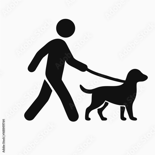  Person Walking Dog on Leash Icon Representing Pet Care and Outdoor Activities