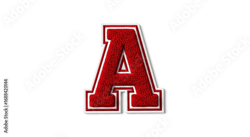 A red varsity letter a with a white outline isolated on a white background representing achievement and education