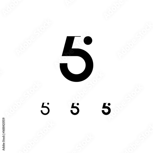 Logo number 5, numeral five, set of three numeric