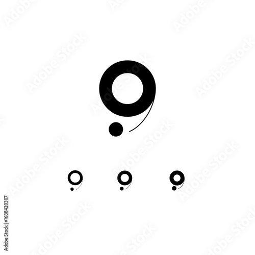 Logo number 9, numeral nine, set of three numeric