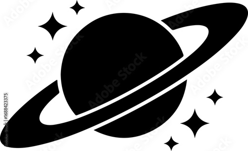 saturn with sparkle silhouette vector illustration
