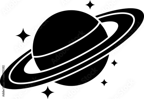 saturn with sparkle silhouette vector illustration