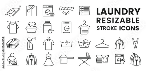 laundry icon,washing icons.set of Laundry and Wash line icon vector