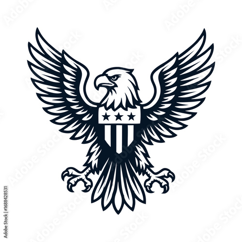 Eagle Logo Illustration Design With American Shield