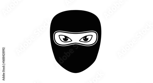 Black Ninja Mask with Expressive Eyes Illustration.