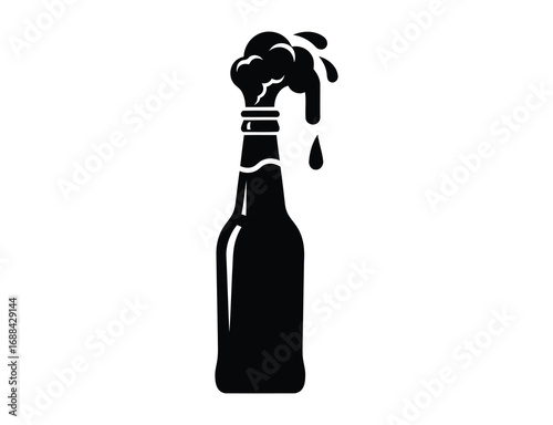 Black and white illustration of a beer bottle