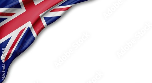 Silk Style Union Jack Flag in the Corner with White Space