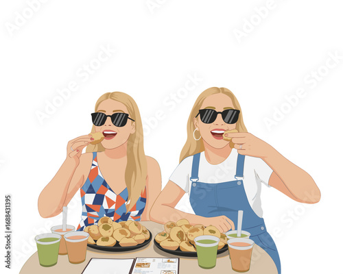 Two Women Enjoying Traditional Street Food Pani Puri – Authentic Indian Chaat, Friendship, and Cultural Celebration