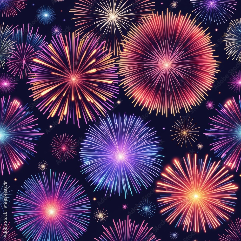 Fototapeta premium Colorful Fireworks Display Background