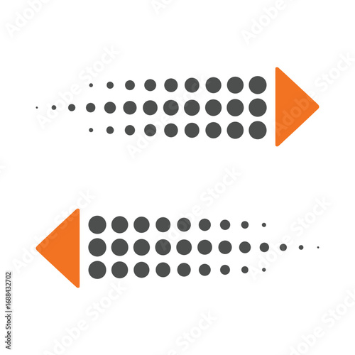 Dotted Arrow Duo Forward and Backward Movement Directional Flow Orange Guidance Gray Scale Isolated