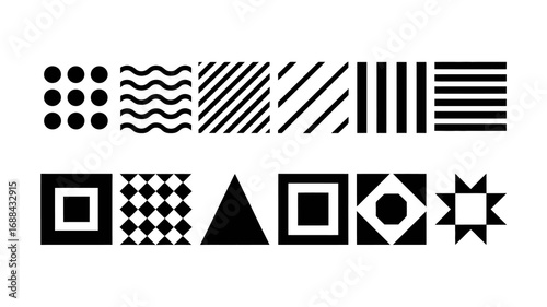 Modern geometric patterns and shapes collection for graphic design projects, offering abstract visual elements and minimalist design inspiration