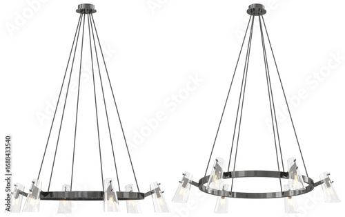 cut out interior modern lamp - with white background - elegant style -minimal Chandelier light