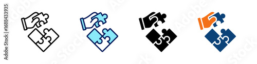 Puzzle Piece All In One Icon Multi Styles Vector Set
