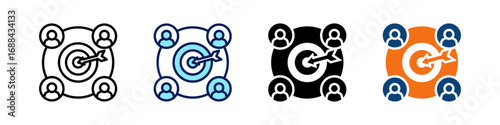 Target Market All In One Icon Multi Styles Vector Set