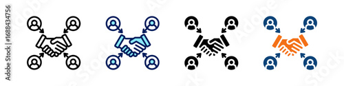 Team Collaboration All In One Icon Multi Styles Vector Set
