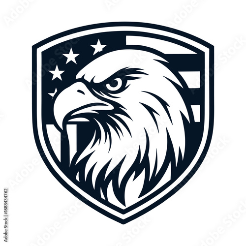 Eagle Logo Illustration Design With American Shield