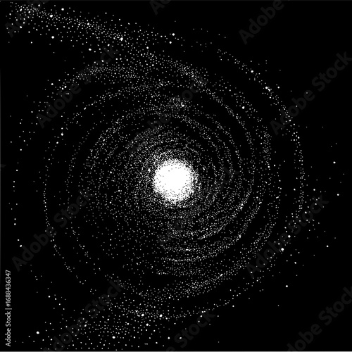 Explore the vastness of space with this stunning galaxy illustration and cosmic spiral design artwork image