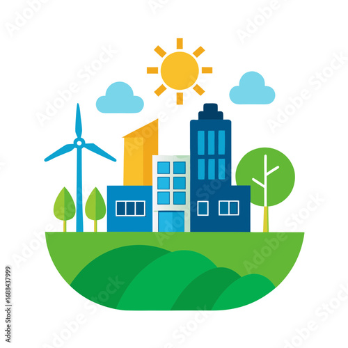 ecofriendly city vector art illustration
