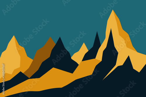 Stylized mountain range vector landscape illustration for digital and print projects