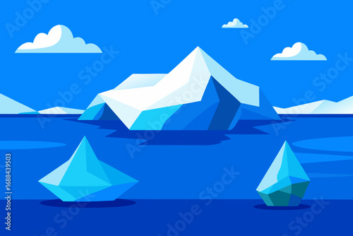 Vibrant arctic iceberg scenery vector illustration beautiful cold winter landscape nature scenery
