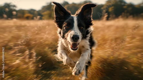 border collie dog running in the field