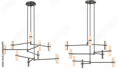 cut out interior modern lamp - with white background - elegant style -minimal Chandelier light