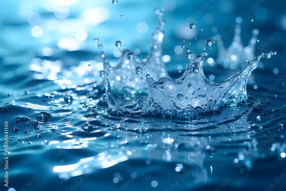 Clear water splashes brightly in sunlight. Clear water splashes brightly in sunlight.