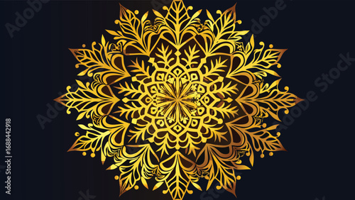 Abstract vector floral pattern with vintage round ornamental lace snowflake design