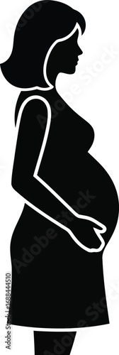 Pregnant woman silhouette side profile expecting mother new life health care future family love vector