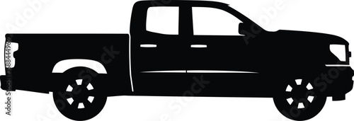 Modern pickup truck silhouette side view vehicle automotive transportation graphic icon vector