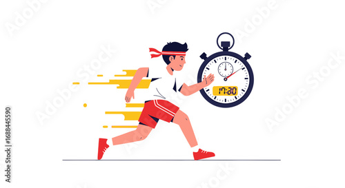 Athlete Focused on Timing, Racing, and Achieving Goals During A Marathon
