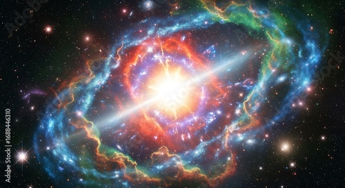 Fototapeta Naklejka Na Ścianę i Meble -  Brilliant stellar nursery nebula shining in the far reaches of space