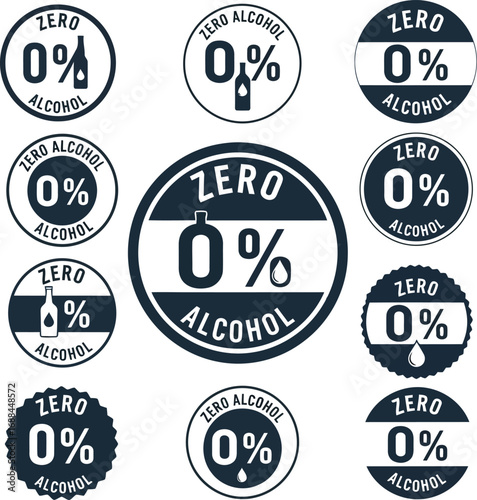 Collection of vintage zero alcohol beverage labels and stamps for healthy drink marketing vector