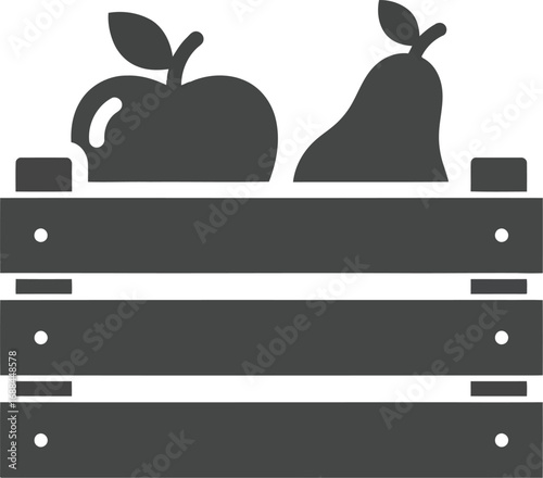 Fresh organic fruit harvested in wooden crate isolated icon vector healthy food symbol vector