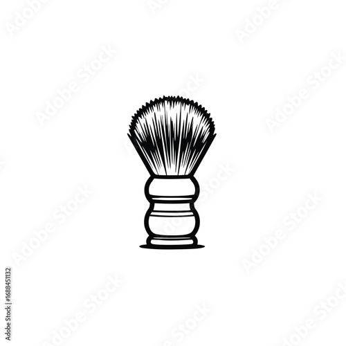 Black and white illustration of a shaving brush barber