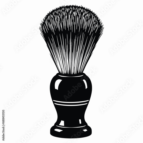 Black shaving brush with white background barber grooming