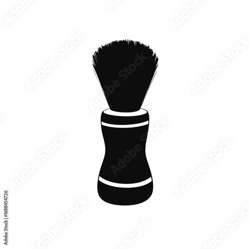Black shaving brush with white stripes on handle barber 1
