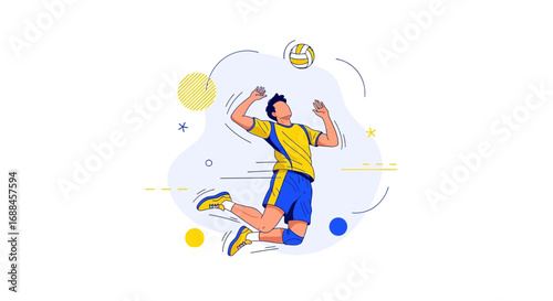 Volleyball Player Action: Dynamic Illustration Depicting Athlete Reaching For The Ball