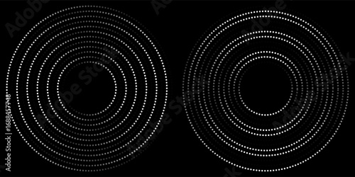 Dotted circular logo. circular concentric dots isolated on the white background. Halftone fabric design