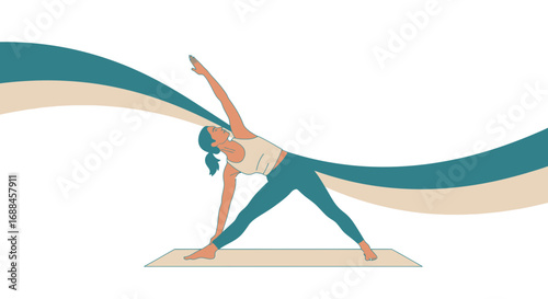 Woman Doing Yoga Pose, Artistic Representation For Health And Wellness Concepts